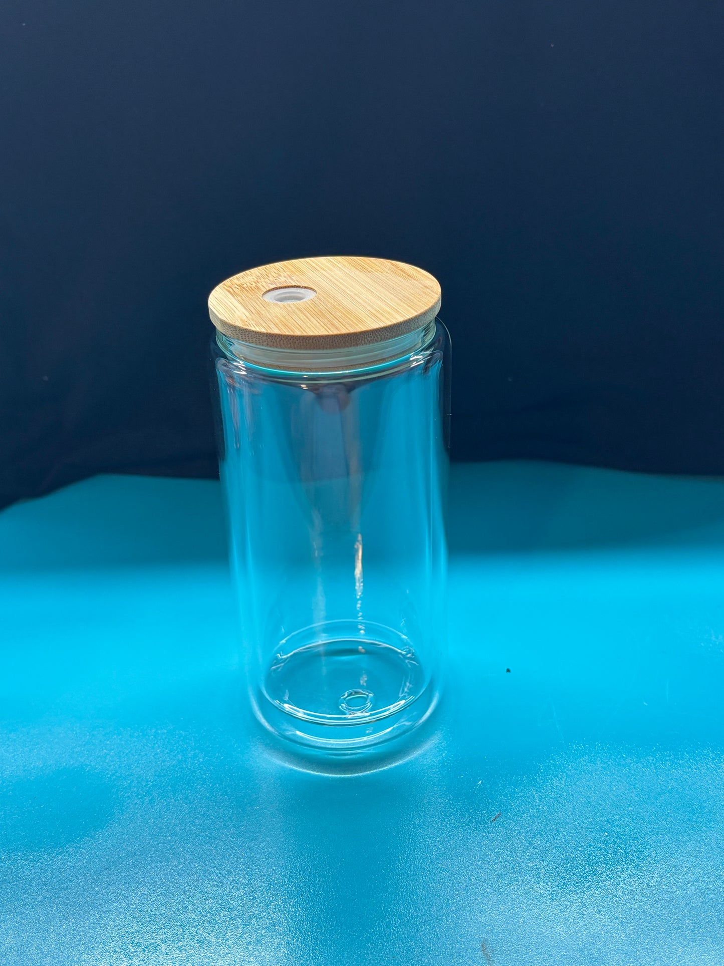 16 OZ Glass Snow Glbe Tumbler with Bamboo Lid